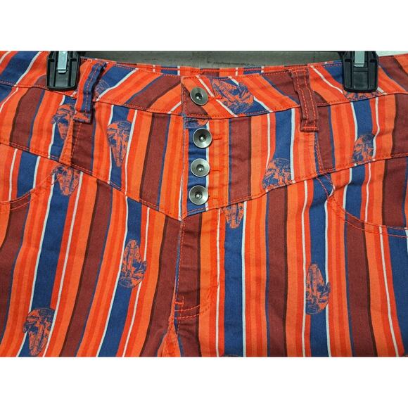 Star Wars Her Universe Juniors 15 Shorts Millennium Falcon Orange Blue Striped - Picture 2 of 5
